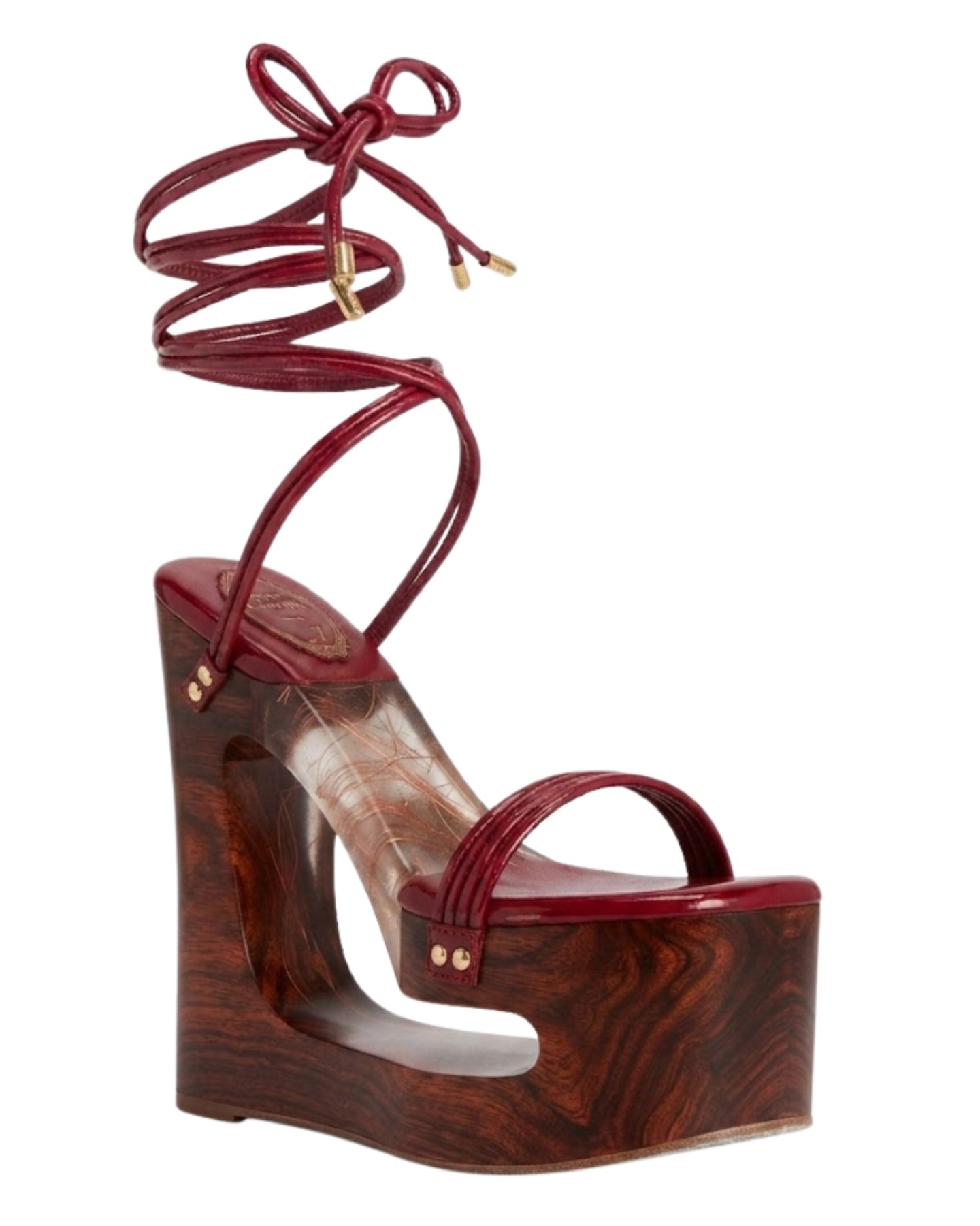Exquisite Wooden Artistry Platform Wedge Heel